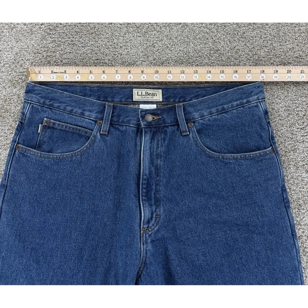 NEW LL Bean Double L Flannel Lined Jean Mens 36x30 Blue Classic Fit Cotton Denim